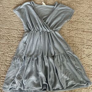 Caution To The Wind Light Blue Textured dress